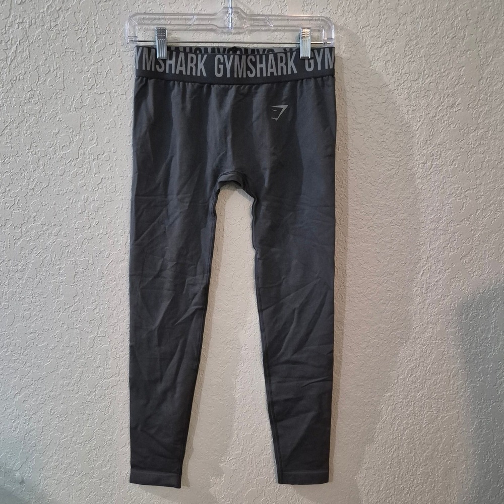 Gymshark Flex Seamless High Waisted Leggings M Charcoal Gray Logo Activewear